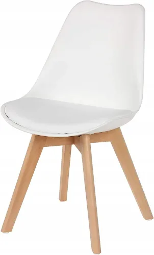 KRZESŁO Z PODUSZKĄ BIAŁE DSW DO JADALNI BIURA SALONU STYL SKANDYNAWSKI na Arena.pl