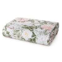 Koc Ida 200X220 cm motyw kwiatowy zielono‑różowy