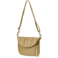 Beżowa Torebka Damska Skóra Naturalna Listonoszka Klapa B75
