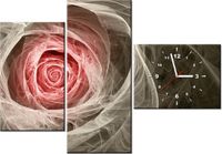 100CM 70CM ZEGAR 3 ELEM RÓŻA KTALNA KORAL ŚCIENNY OBRAZ