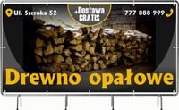 BANER REKLAMOWY 200x100 cm projekt w cenie różne wzory DREWNO OPAŁOWE