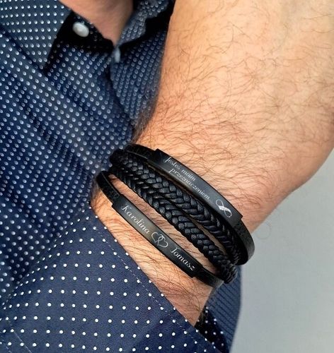 Bransoletka skórzana PODWÓJNA dzień OJCA dla TATY SYNA z GRAWEREM prezent na Arena.pl