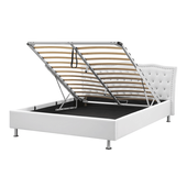 Łóżko z pojemnikiem ekoskóra 180 x 200 cm białe METZ