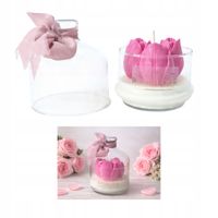 Świeca sojowa w szkle TULIPANY RÓŻOWE klosz prezent dla niej dzień kobiet