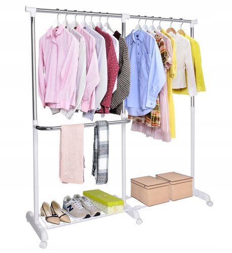 WIESZAK NA UBRANIA BUTY KÓŁKACH STOJĄCY STOJAK SKANDYNAWSKI BIAŁY na Arena.pl