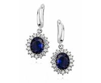 Eleganckie rodowane srebrne kolczyki z szafirową cyrkonią srebro 925 Z0685E_BL