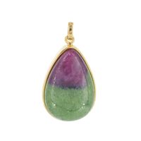 Zawieszka - Zoisyt z Rubinem łza w srebrze złoconym 2