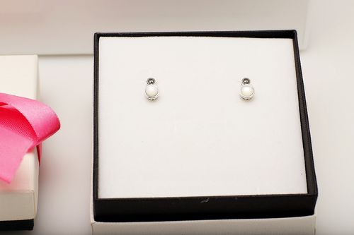 kolczyki srebrne z masą perłową i markazytami na Arena.pl