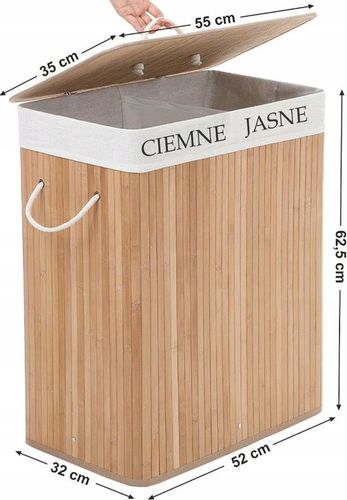 KOSZ BAMBUSOWY NA PRANIE DWUKOMOROWY POJEMNIK 100L na Arena.pl
