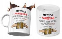Dla Mateusza Zestaw Kubek + Skarbonka Na Prezent Z Nadrukiem Ze Zdjęciem