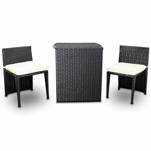 MEBLE OGRODOWE Z TECHNORATTANU STOLIK 2 CHOWANE FOTELE CZARNE 17385 na Arena.pl