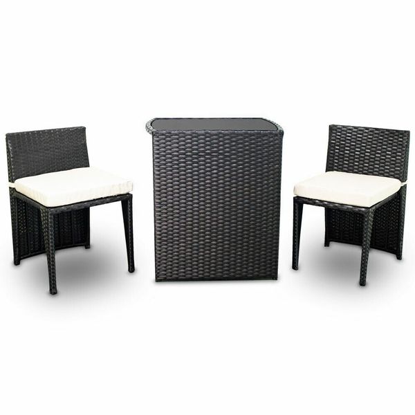 MEBLE OGRODOWE Z TECHNORATTANU STOLIK 2 CHOWANE FOTELE CZARNE 17385 zdjęcie 3