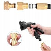 WĄŻ OGRODOWY ROZCIĄGLIWY + SZYBKOZŁĄCZKA + ADAPTER + PISTOLET 7,5m