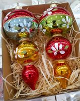 ZESTAW 2 BOMBEK BOMBKI CHOINKOWE SZKLANE POLSKIE PRL BERŁO 18 CM