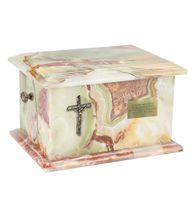 Kamienna urna z naturalnego onyksu / Plakietka