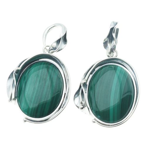 Zawieszka z owalnym malachitem w srebrze oksydowanym na Arena.pl