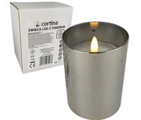 SZKLANA ŚWIECA LED Z TIMEREM 10 CM OZDOBA ŚWIECZKA Z EFEKTEM PŁOMIENIA