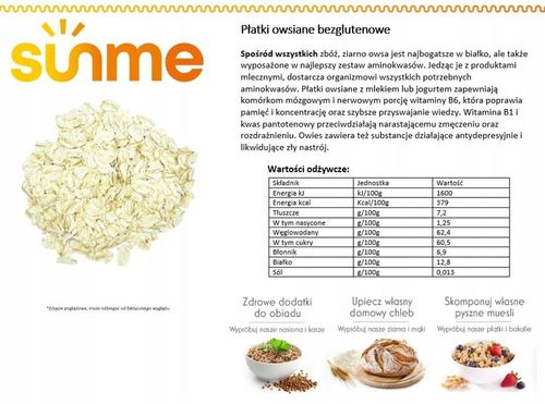 Płatki Owsiane BEZGLUTENOWE 5 kg FIŃSKIE Naturalne Wysoka Jakość 5000 g Ja na Arena.pl