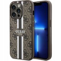 ETUI GUESS DO IPHONE 15 PRO HARDCASE 4G PRINTED STRIPES MAGSAFE BRĄZOWY