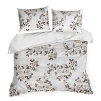 Pościel 140x200 + poszewka 70x80 stylowe kwiaty na białym tle