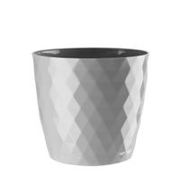 Doniczka osłonka plastikowa CRISTAL 14cm szary jasny połysk wzór karo romby