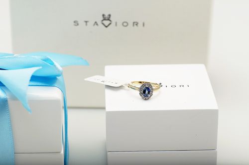 pierścionek z szafirem i diamentami dowolne złoto 585 żółte 18 na Arena.pl