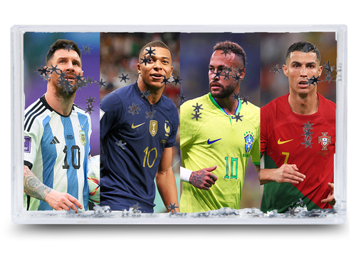 Akwarium - Ramka wodna 3D - Messi, Ronaldo, Neymar, Mbappe na Arena.pl