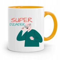 Kubek Żółty Prezent Na Dzień Dziadka Super Dziadek Z Nadrukiem Ze Zdjęciem