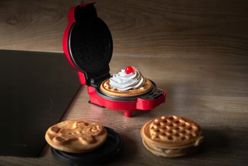 GOFROWNICA MINI GOFRY MOCNA NIEPRZYWIERAJACA 8 PŁYTEK 4 WZORY CZERWONA na Arena.pl