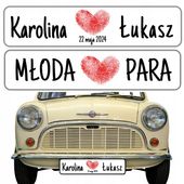 TABLICE ŚLUBNE do AUTA na WESELE OZDOBNE TABLICE do RAMEK REJESTRACYJNYCH