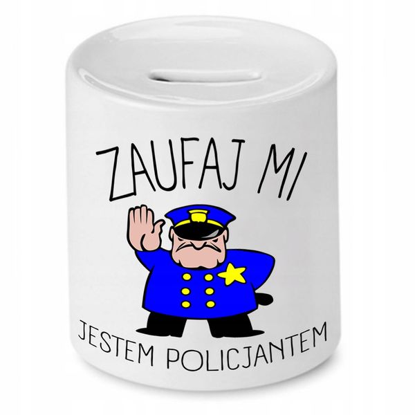Skarbonka Dla Policjanta Jestem Policjantem Z Nadrukiem Ze Zdjęciem zdjęcie 1