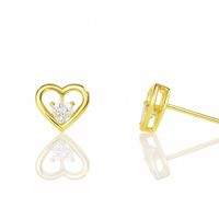 kolczyki ze stali szlachetnej pozłacane 14k złotem, cyrkonie serca kst3487