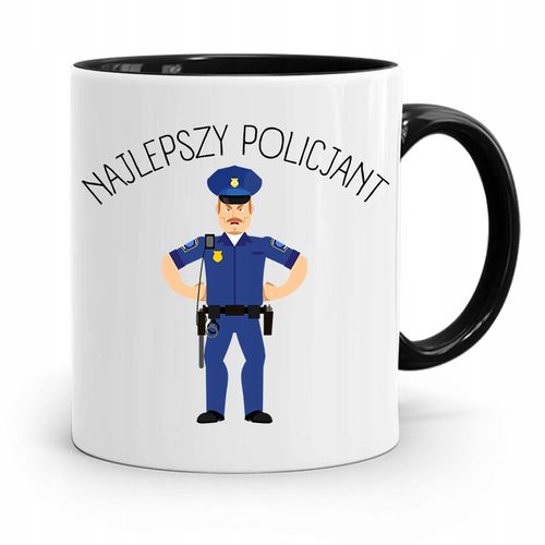 Kubek Czarny Prezent Dla Najlepszego Policjanta Z Nadrukiem Ze Zdjęciem na Arena.pl