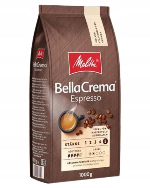 Kawa ziarnista MELITTA BELLACREMA ESPRESSO 1kg | mocno palona, głęboki smak zdjęcie 1