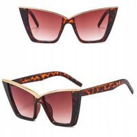 OKULARY PRZECIWSŁONECZNE Kocie filtr UV400 Panterka damskie + ETUI +ŚCIERKA