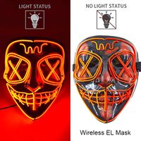 Maska LED neonowa straszna żółta – style 19