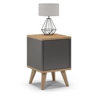 Szafka nocna na nóżkach, zamknięta, SKAND, 30x30x45 cm, grafit, dąb, mat