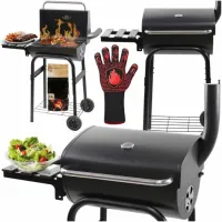 Grill Ogrodowy węglowy na brykiet Zamykany BBQ PRZENOŚNY Z POKRYWĄ +