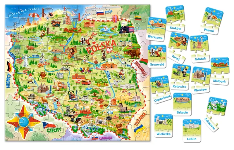 Puzzle 100 elementów. Mapa Polski + Quiz 28 elementów zdjęcie 2
