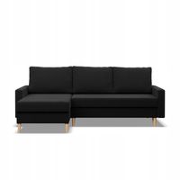 NAROŻNIK BLANK CZARNY KANAPA Rozkładana z Funkcją Spania Wygodna Rogówka