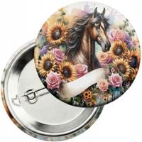Przypinka z agrafką 59mm - KOŃ KONIE JAZDA KONNA HOBBY HORSE