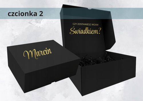 Pudełko box CZARNE czy zostaniesz ŚWIADKIEM Świadkową ślub prezent na Arena.pl