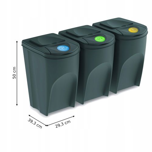 KOSZE POJEMNIKI SEGREGACJA ŚMIECI 3X35L SZARY KAMIENNY na Arena.pl