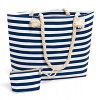 Torba Plażowa Duża Zapinana Na Zamek Torebka Shopper Na Piknik z Podszewką