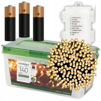 Lampki choinkowe NA BATERIE 140 LED 11m CIEPŁE oświetlenie świąteczne PRO