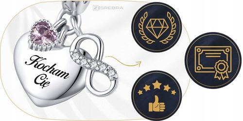 CHARMS SERCE srebro 925 NIESKOŃCZONOŚĆ GRAWER charms nieskończoność pr S925 na Arena.pl