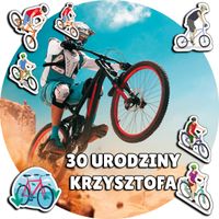 OPŁATEK NA TORT 20CM - ROWERY ROWER HOBBY + IMIĘ + ! 15CM 18CM
