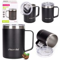 KUBEK TERMICZNY stalowy TERMOS do kawy herbaty z uchwytem KAMILLE 360ml