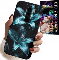 ETUI DO XIAOMI NOTE 8 PRO - TURKUSOWE LILIE KWIATY OBUDOWA + SZKŁO