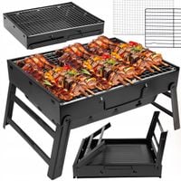 GRILL TURYSTYCZNY SKŁADANY WĘGLOWY OGRODOWY WALIZKA CHROMOWANY RUSZT